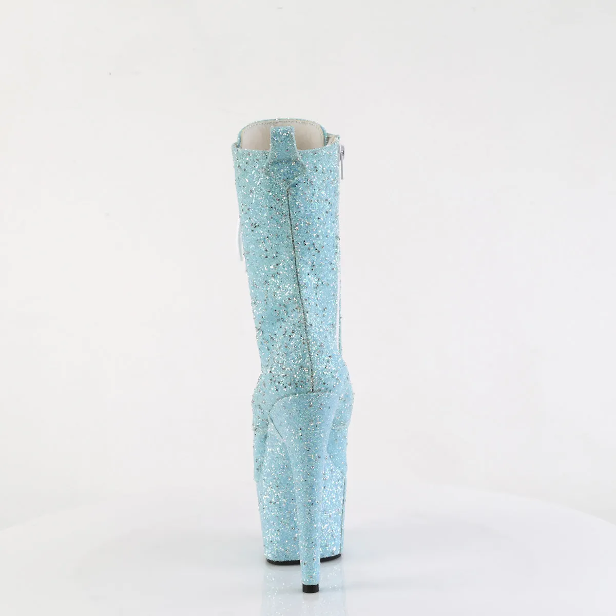 Adore 1040GR Blue Multi Glitter 7" Heel Platform Mid Calf Ankle Boots Direct