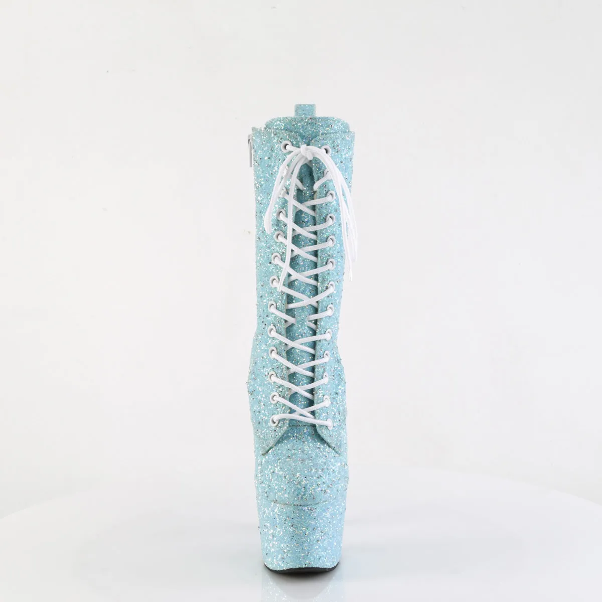 Adore 1040GR Blue Multi Glitter 7" Heel Platform Mid Calf Ankle Boots Direct