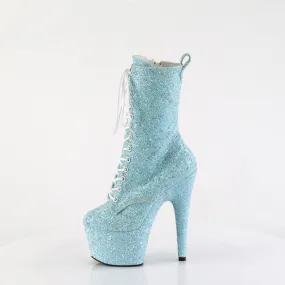 Adore 1040GR Blue Multi Glitter 7" Heel Platform Mid Calf Ankle Boots Direct