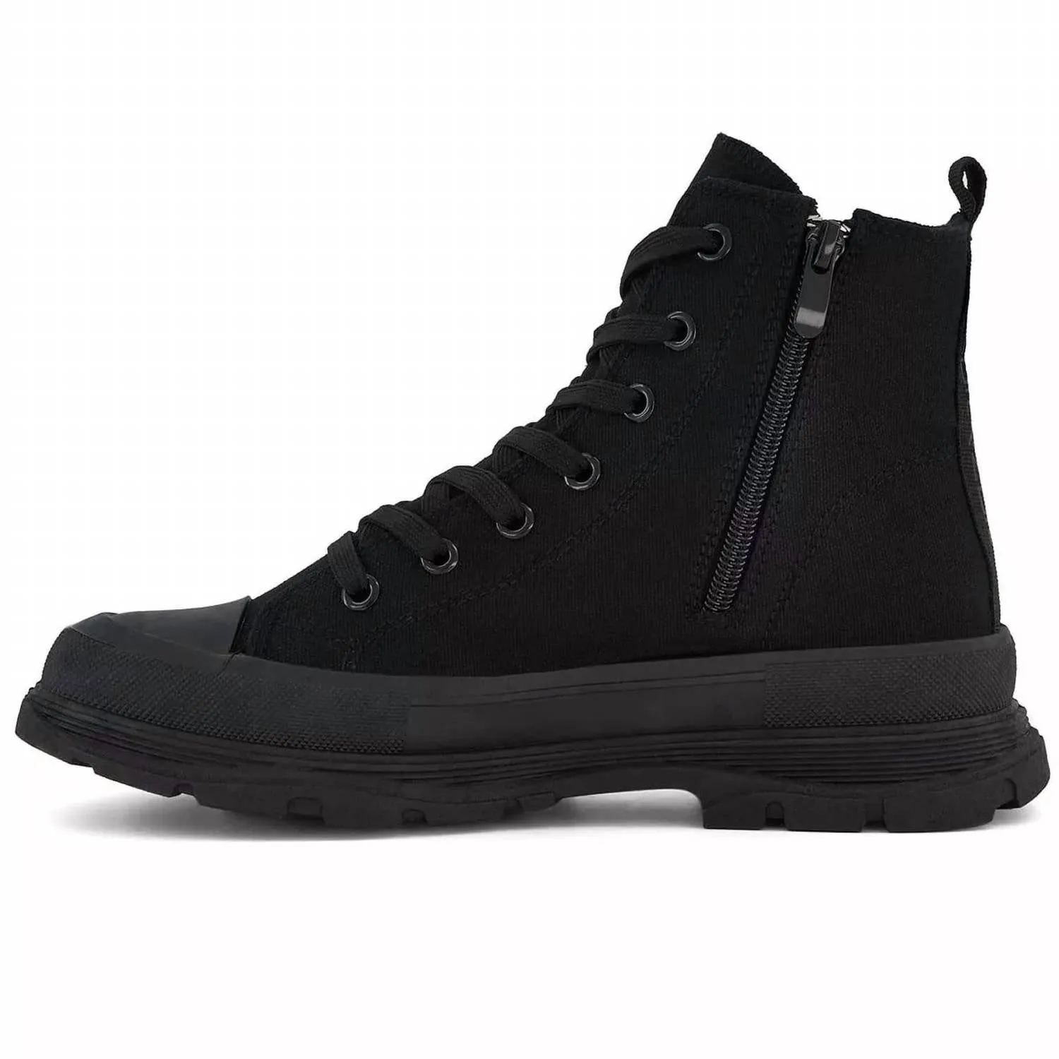 Andrea - Women's Canvas Sneaker Booties With Side Zipper