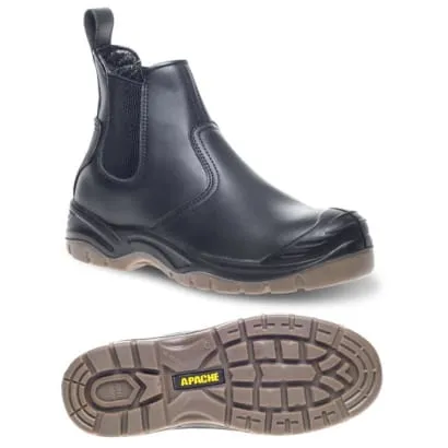 Apache Black Steel Toe Safety Dealer Boot with Midsole Protection AP714SM