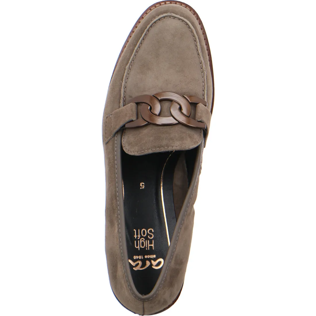Ara Ladies Kent Buckle Trim Suede Loafer