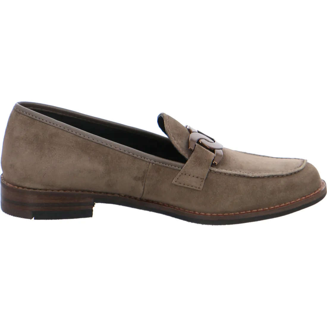 Ara Ladies Kent Buckle Trim Suede Loafer
