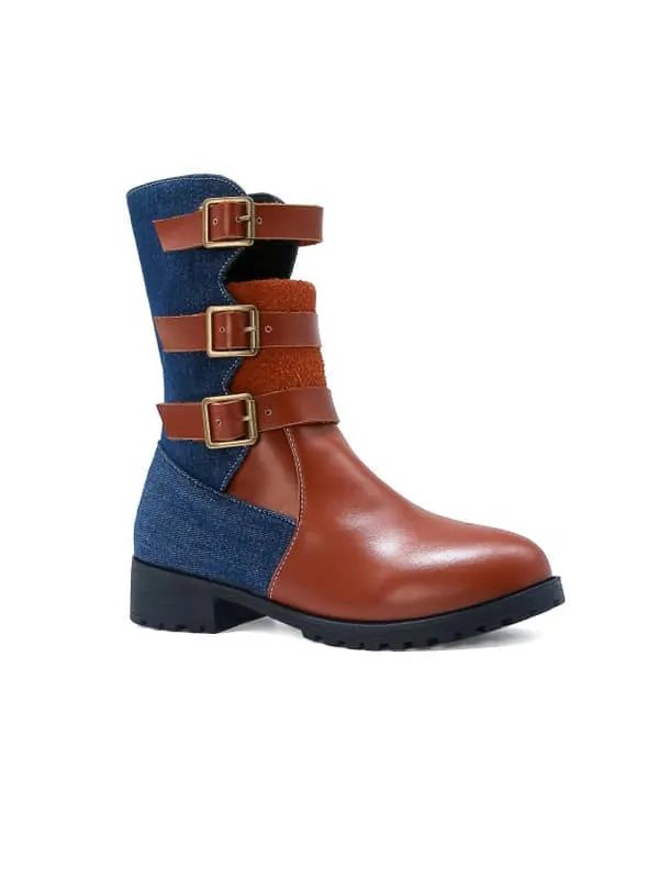 British Style Buckles Round Toe&Boots