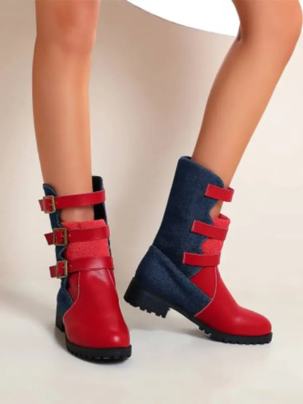 British Style Buckles Round Toe&Boots