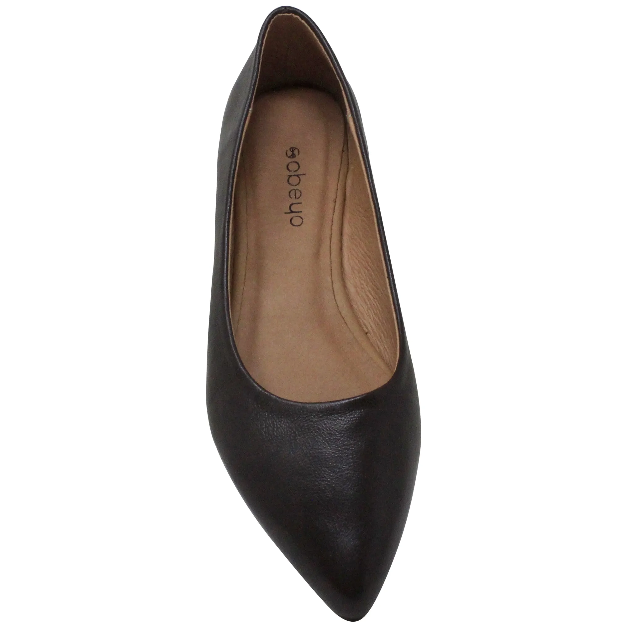 Brown  Leather Pointed Toe Flat Memory Foam Cushion