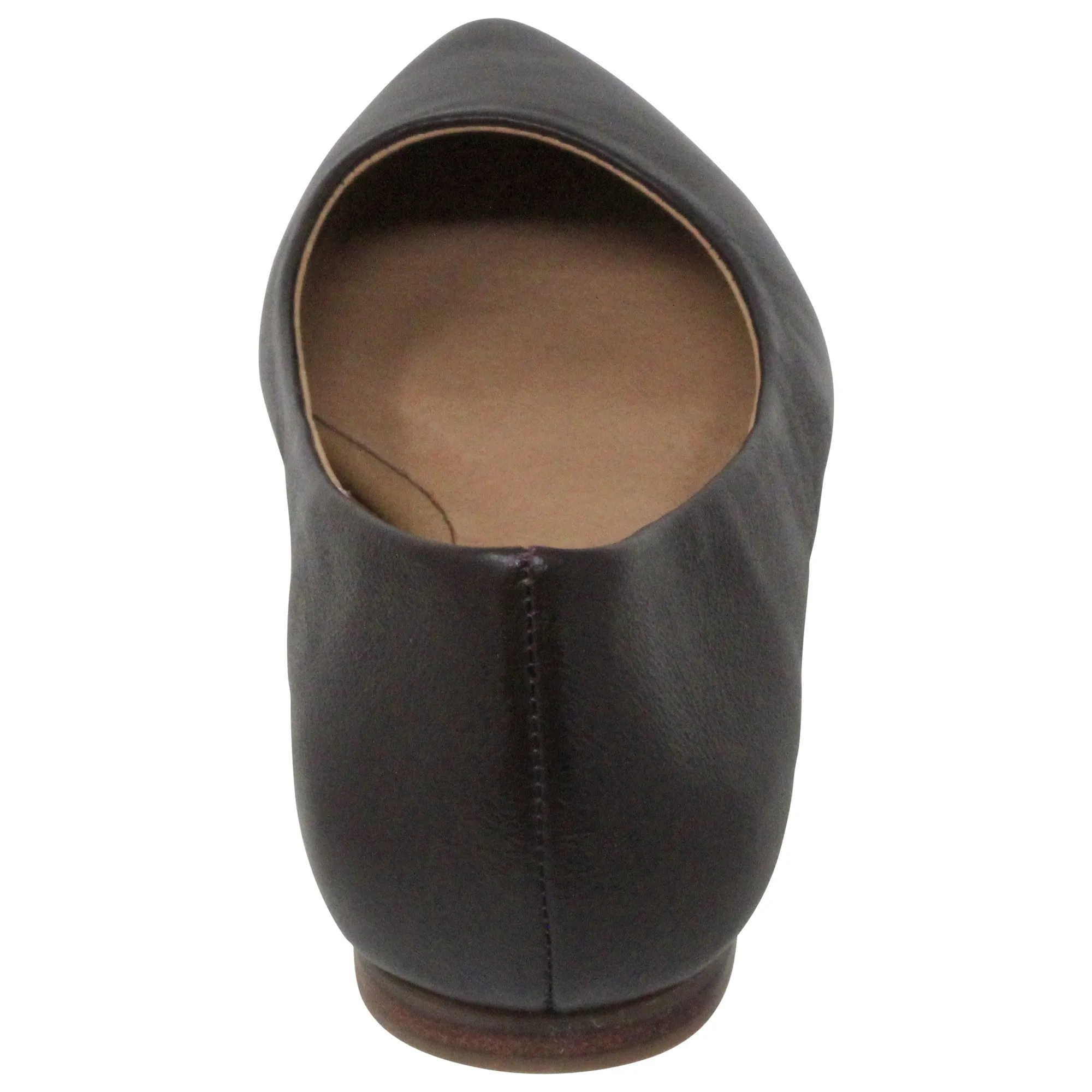 Brown  Leather Pointed Toe Flat Memory Foam Cushion