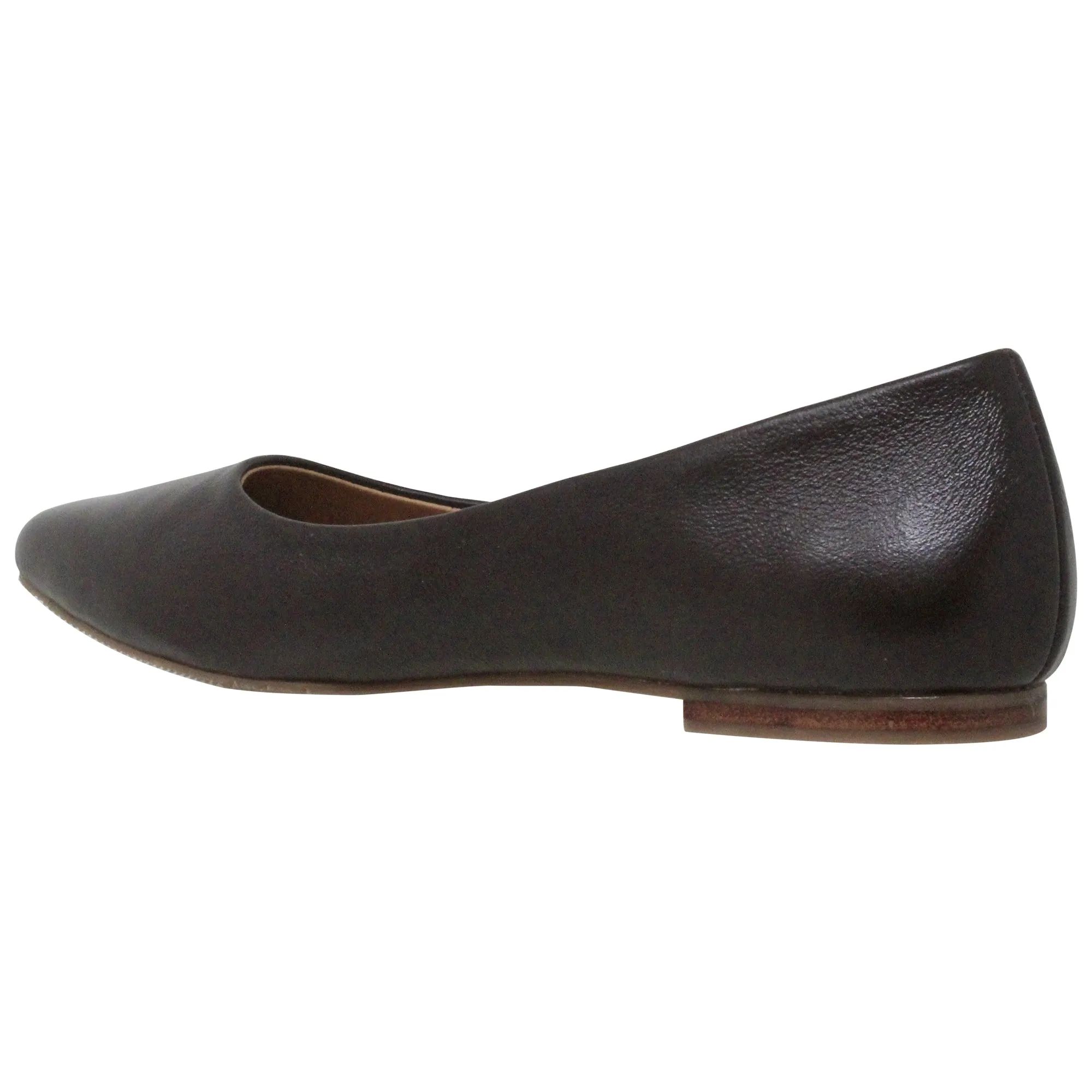 Brown  Leather Pointed Toe Flat Memory Foam Cushion