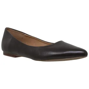 Brown  Leather Pointed Toe Flat Memory Foam Cushion