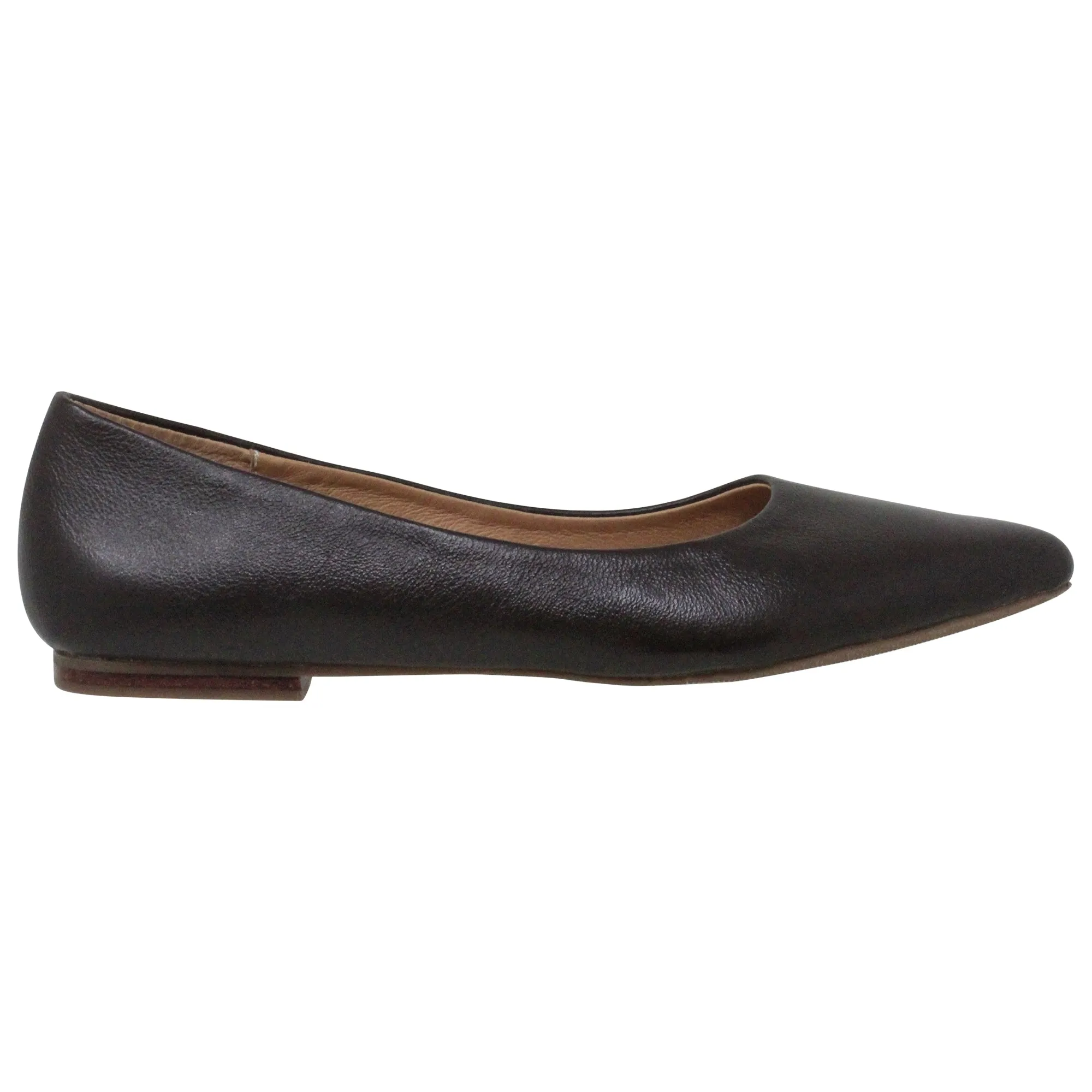 Brown  Leather Pointed Toe Flat Memory Foam Cushion