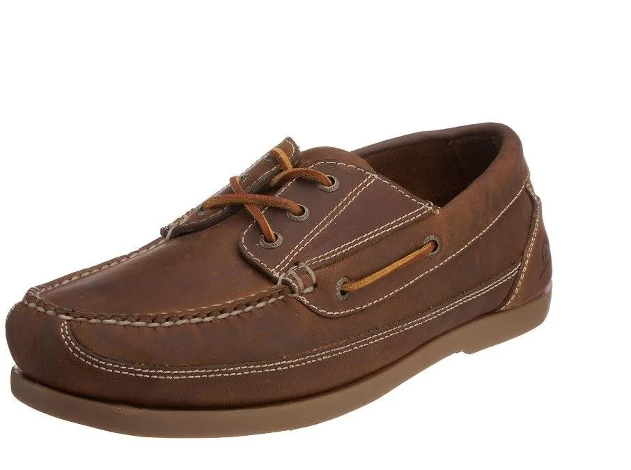 Chatham Rockwell Wide Fit Deck Shoes in Walnut