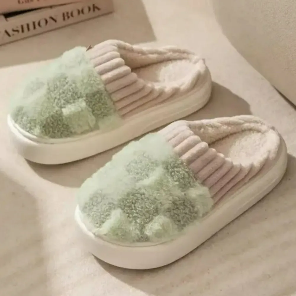 Checkered Plush Memory Foam Indoor Slippers
