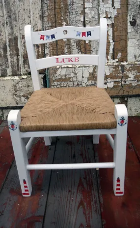 Custom Listing for Olivia a pair of personalised children's rush seat chairs