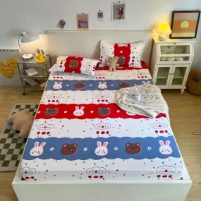 Cute Bear And Rabbits Sheet And Pillowcases