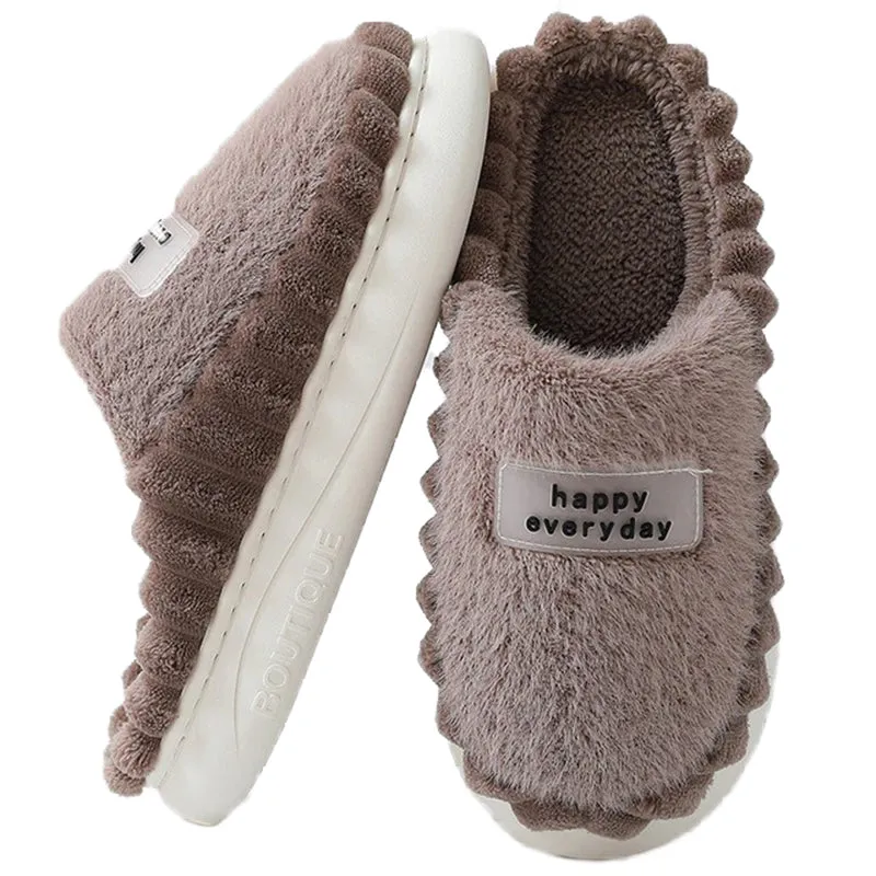 Cuzcare Men Soft Plush Slippers Heel Protection Indoor Shoes