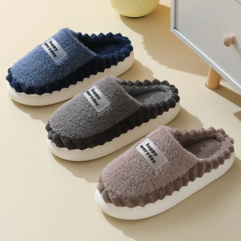 Cuzcare Men Soft Plush Slippers Heel Protection Indoor Shoes