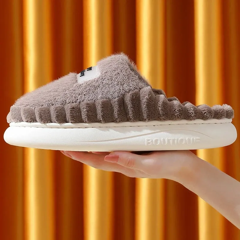 Cuzcare Men Soft Plush Slippers Heel Protection Indoor Shoes