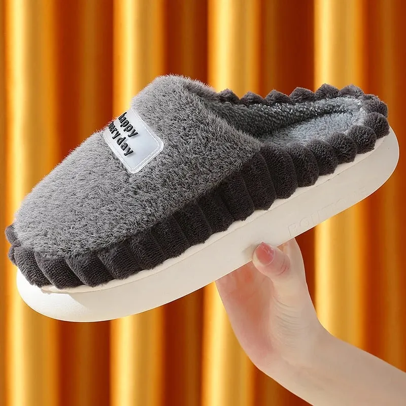 Cuzcare Men Soft Plush Slippers Heel Protection Indoor Shoes