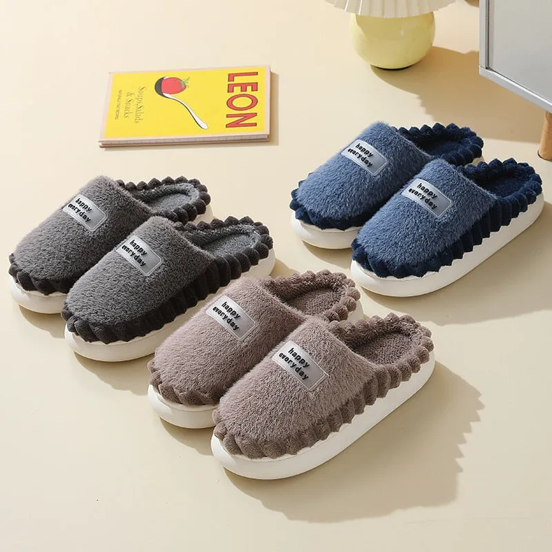 Cuzcare Men Soft Plush Slippers Heel Protection Indoor Shoes