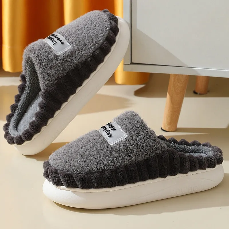 Cuzcare Men Soft Plush Slippers Heel Protection Indoor Shoes