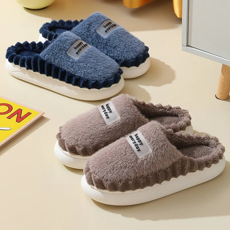 Cuzcare Men Soft Plush Slippers Heel Protection Indoor Shoes