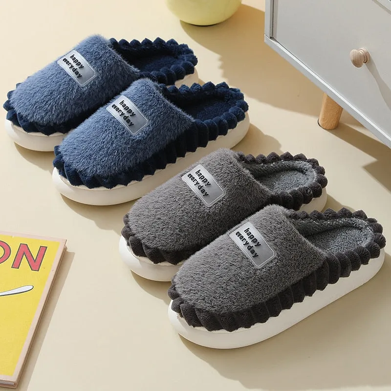 Cuzcare Men Soft Plush Slippers Heel Protection Indoor Shoes