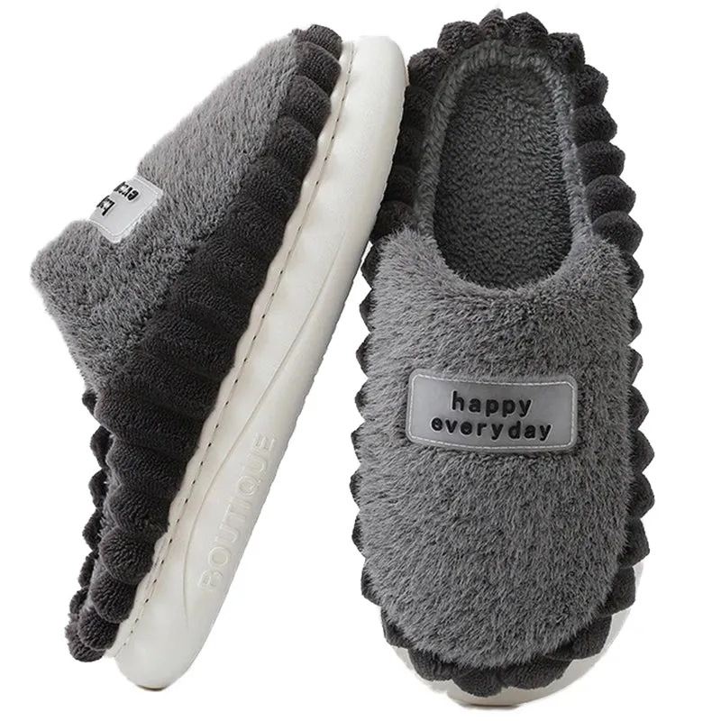 Cuzcare Men Soft Plush Slippers Heel Protection Indoor Shoes