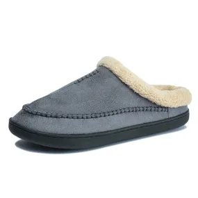 Cuzcare Men Suede Indoor Slippers Comfy Sole Warm Shoes