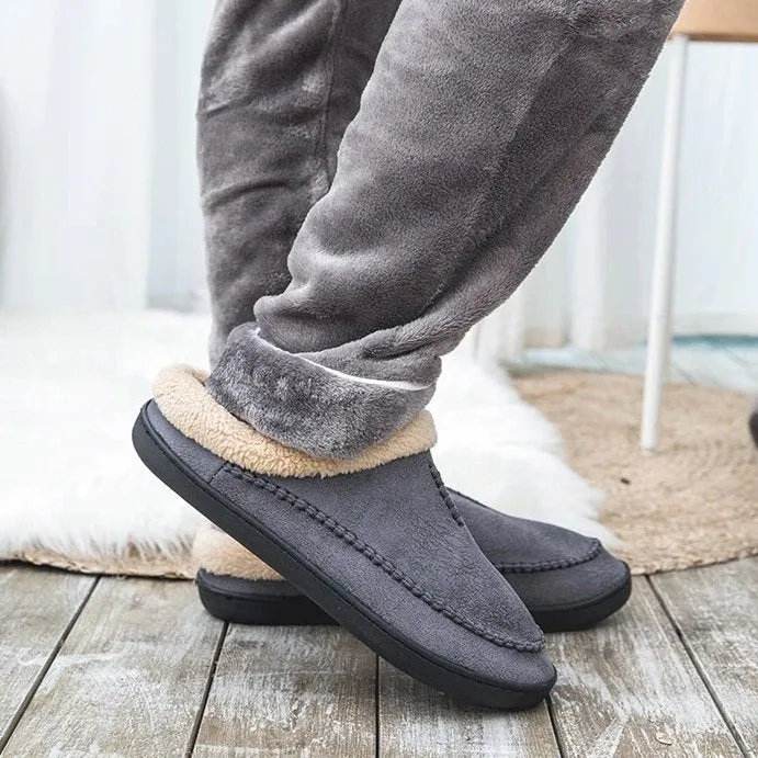 Cuzcare Men Suede Indoor Slippers Comfy Sole Warm Shoes