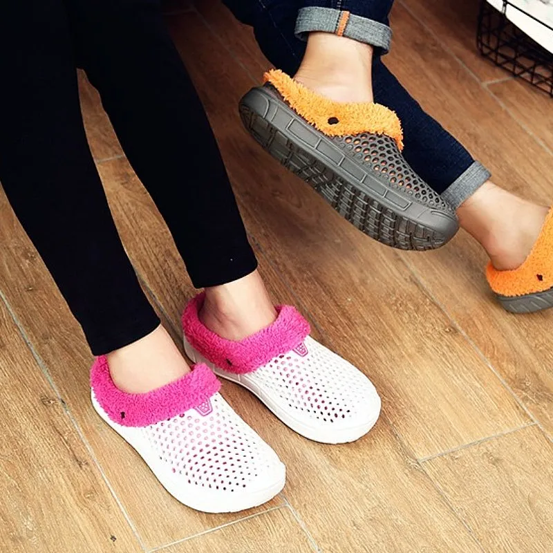 Cuzcare Women Nonslip PU Fur Slippers Family Indoor Slides
