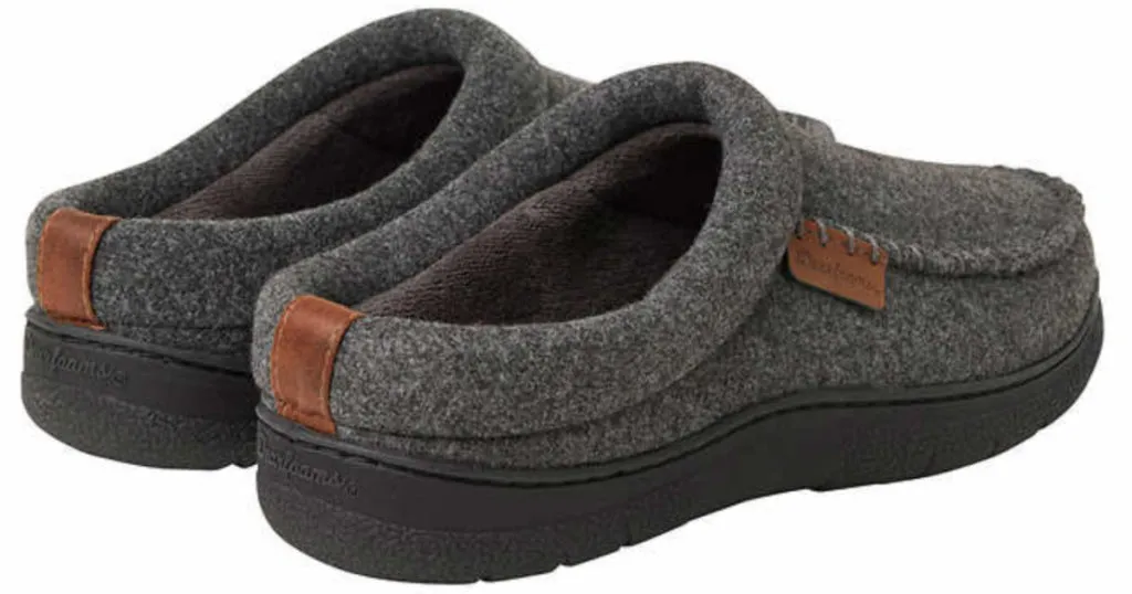 Dearfoams Men's Slip-On Slippers Indoor Outdoor Clog Slipper -- Dark Heather Grey