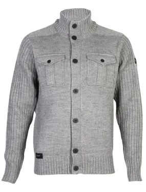 Dissident Steven military cardigan jacket in mid grey