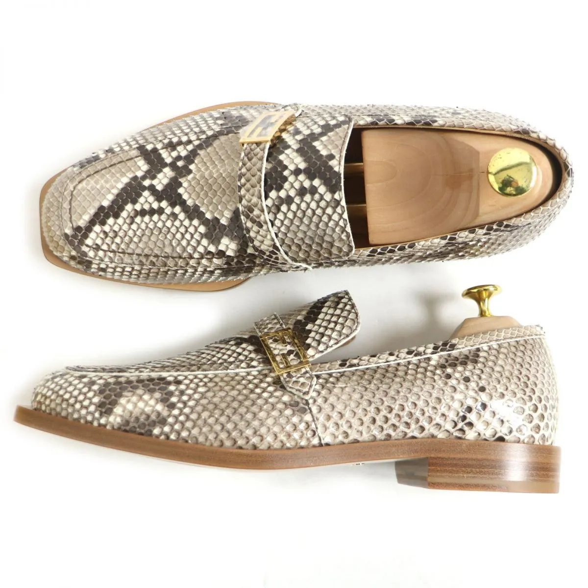 Fendi Python Leather Loafers Brown 9