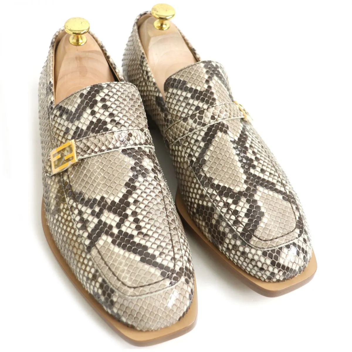Fendi Python Leather Loafers Brown 9