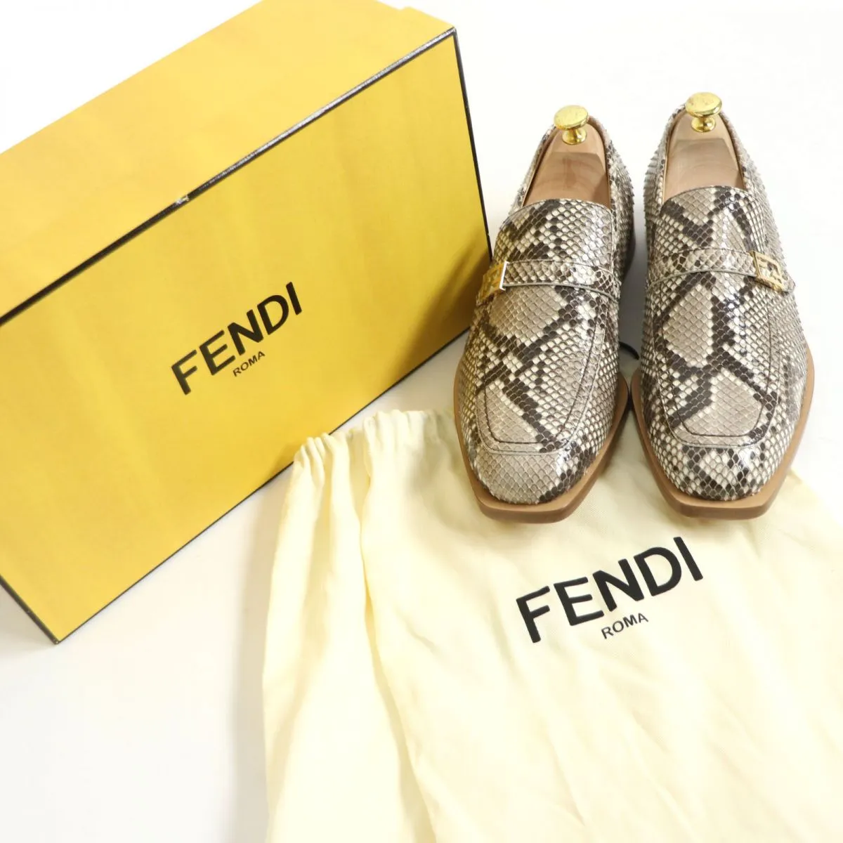 Fendi Python Leather Loafers Brown 9