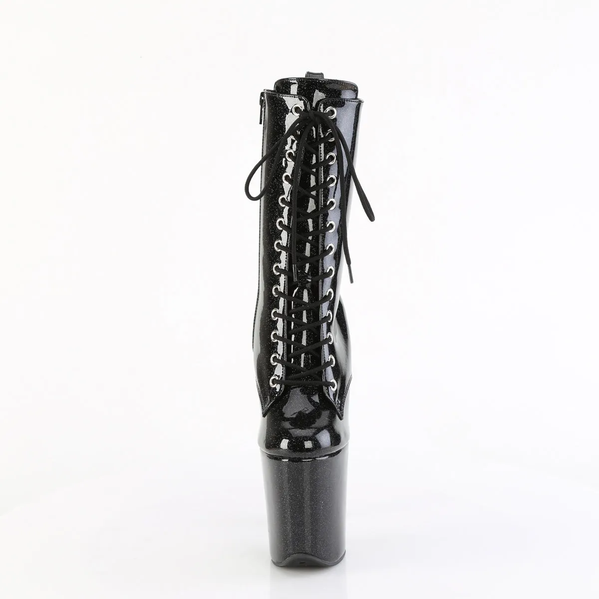 Flamingo 1040GP Black Glitter Patent 8" Ankle Pole Dance Boots