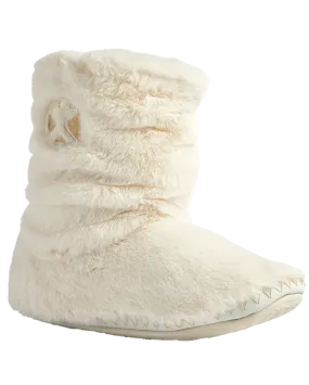 Gisele High Density Faux Fur Rouched Slipper Boots in Cream