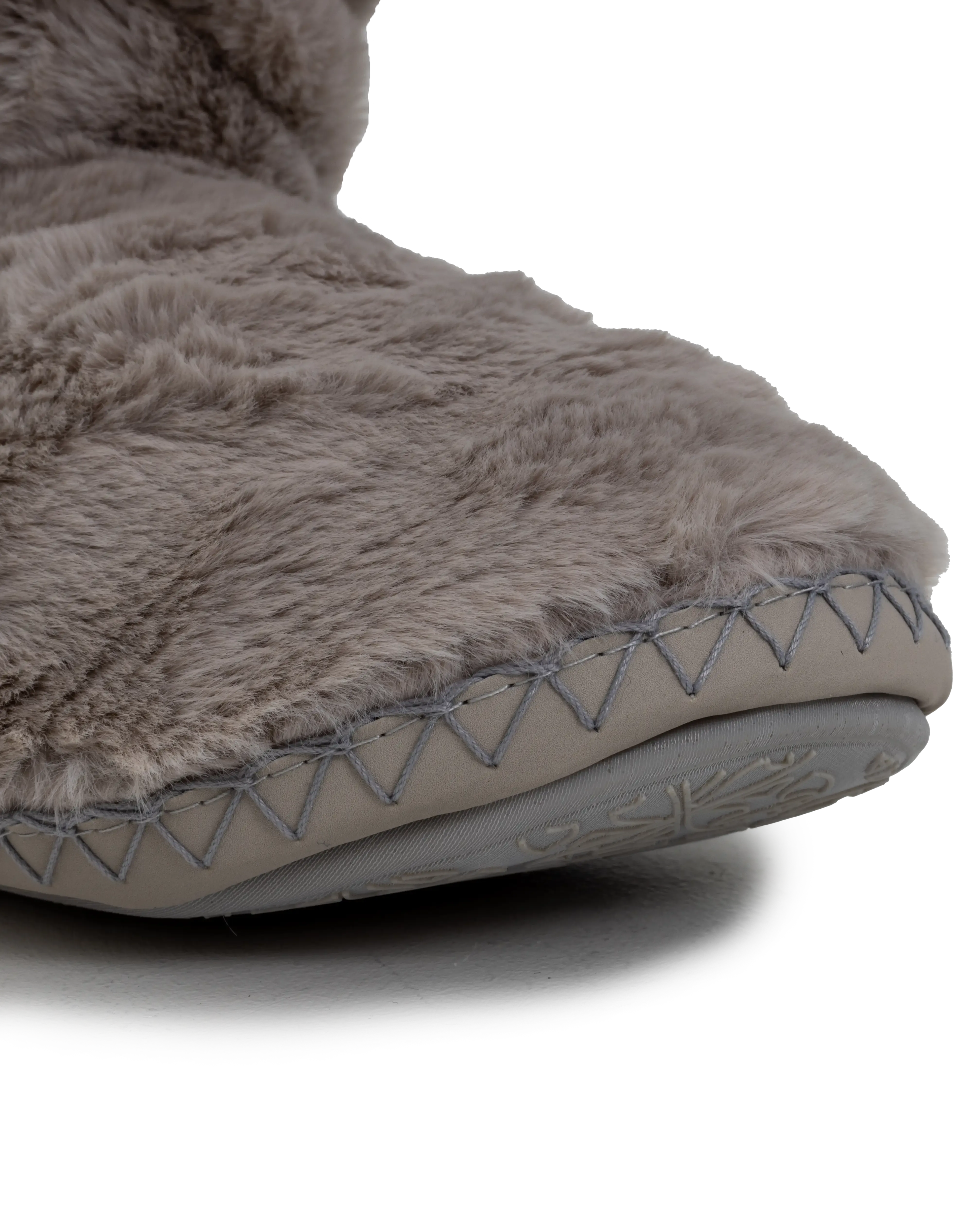 Gisele High Density Faux Fur Rouched Slipper Boots in Trace Grey