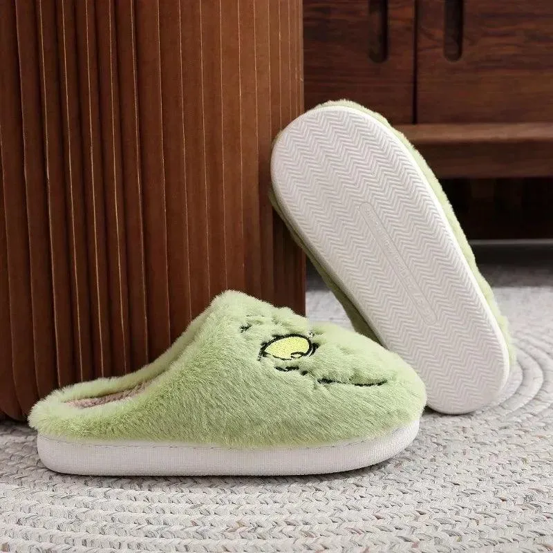 Grinch Themed Fuzzy Slippers – Cozy Fun for Every Step