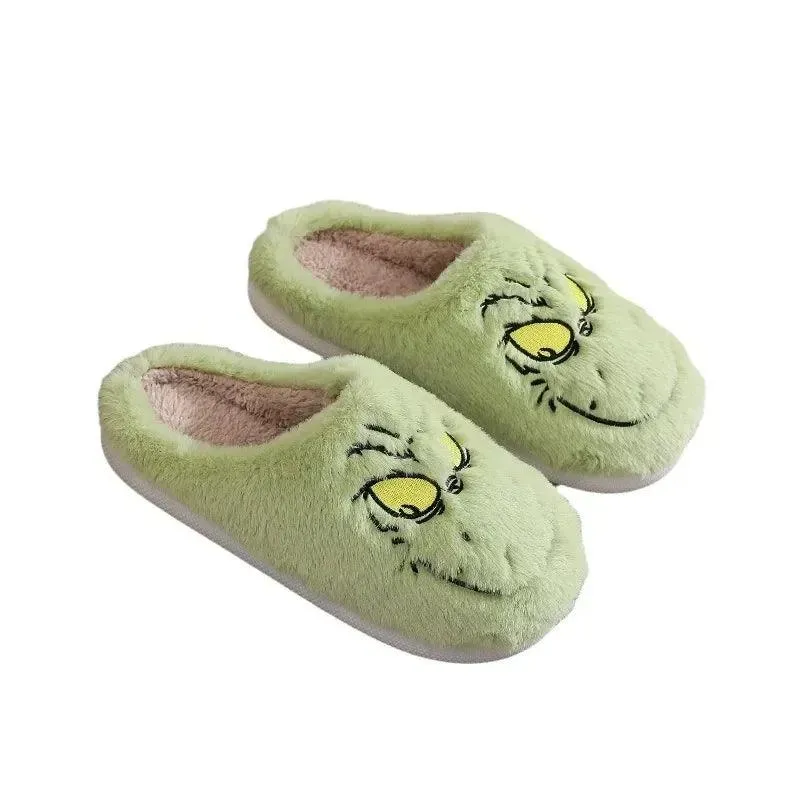 Grinch Themed Fuzzy Slippers – Cozy Fun for Every Step