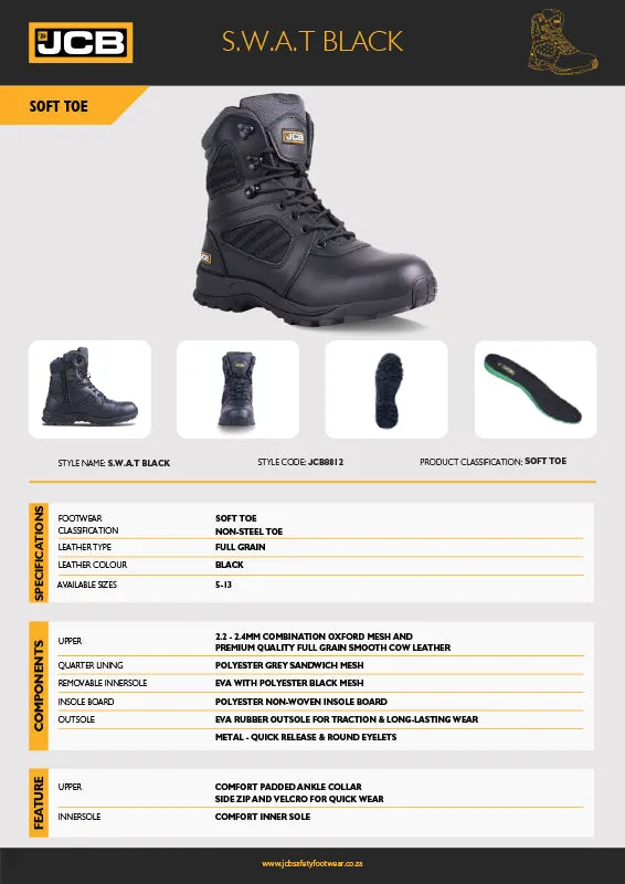 JCB SWAT Black Soft Toe Tactical Men's Boot