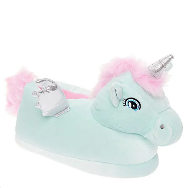 Kids Silver Unicorn Slippers