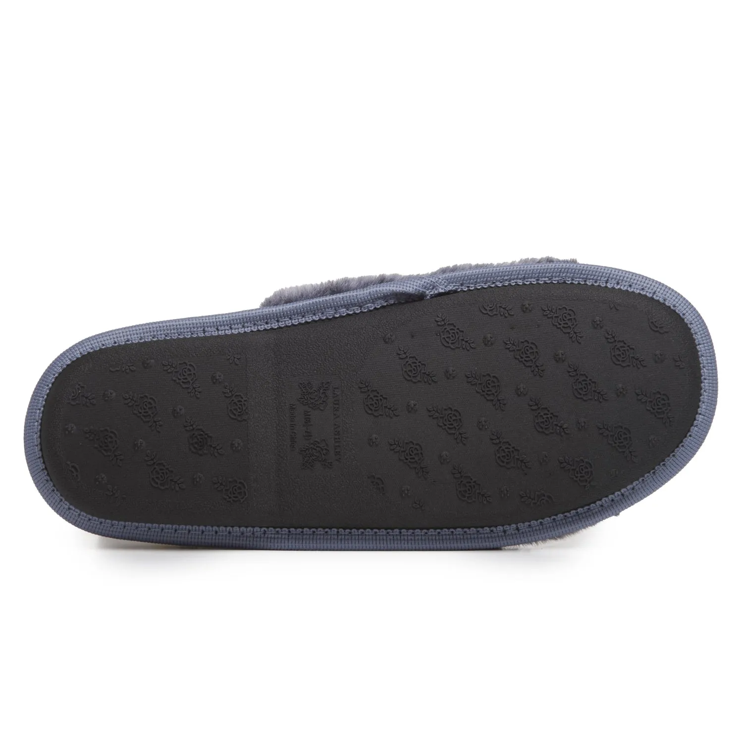 Laura Ashley Women's Faux Fur Plush Open Toe Scuff Slippers, Indoor Outdoor Slip On Slippers for Ladies