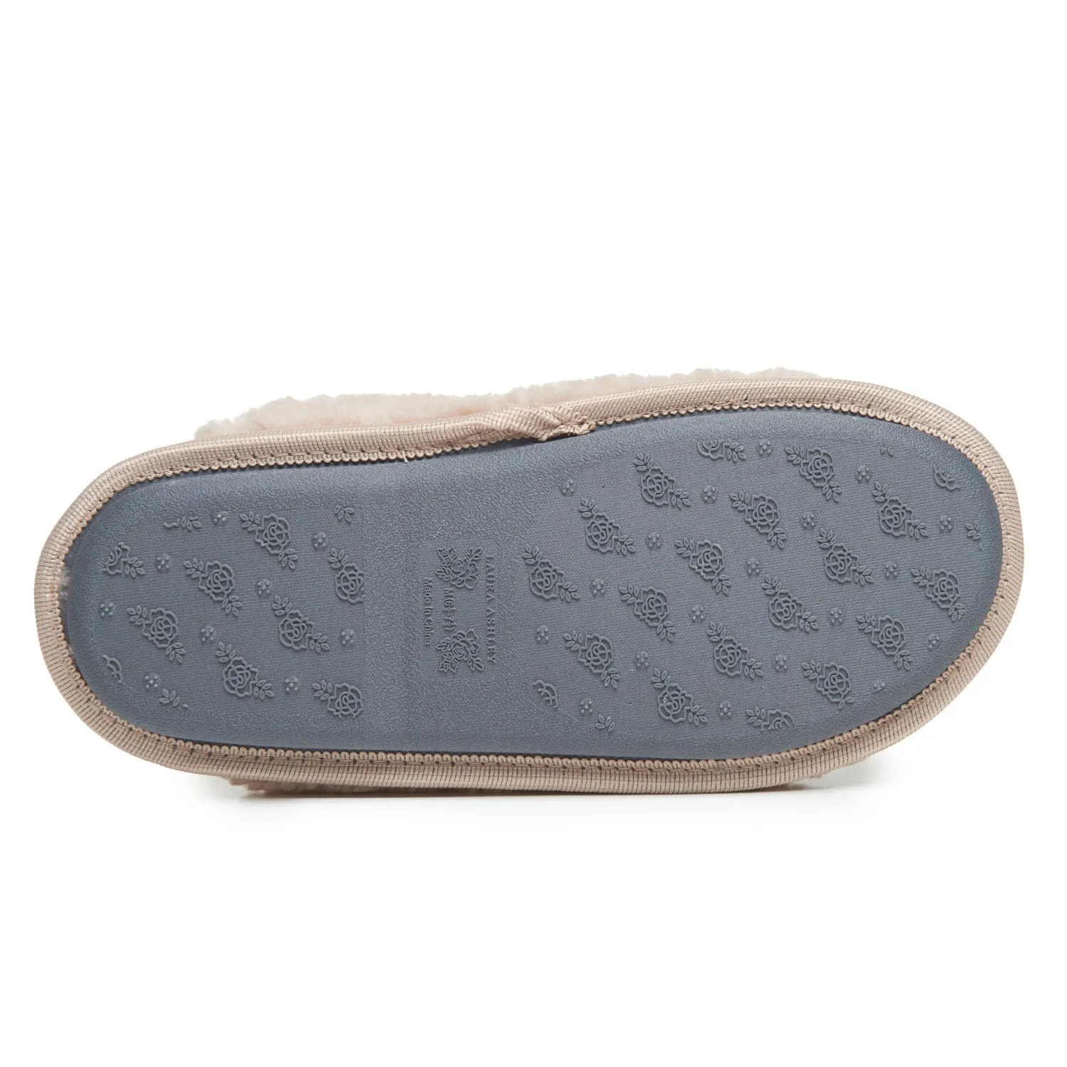 Laura Ashley Women's Sherpa Open Toe Scuff Slippers with Memory Foam, Soft Plush House Slippers for Ladies