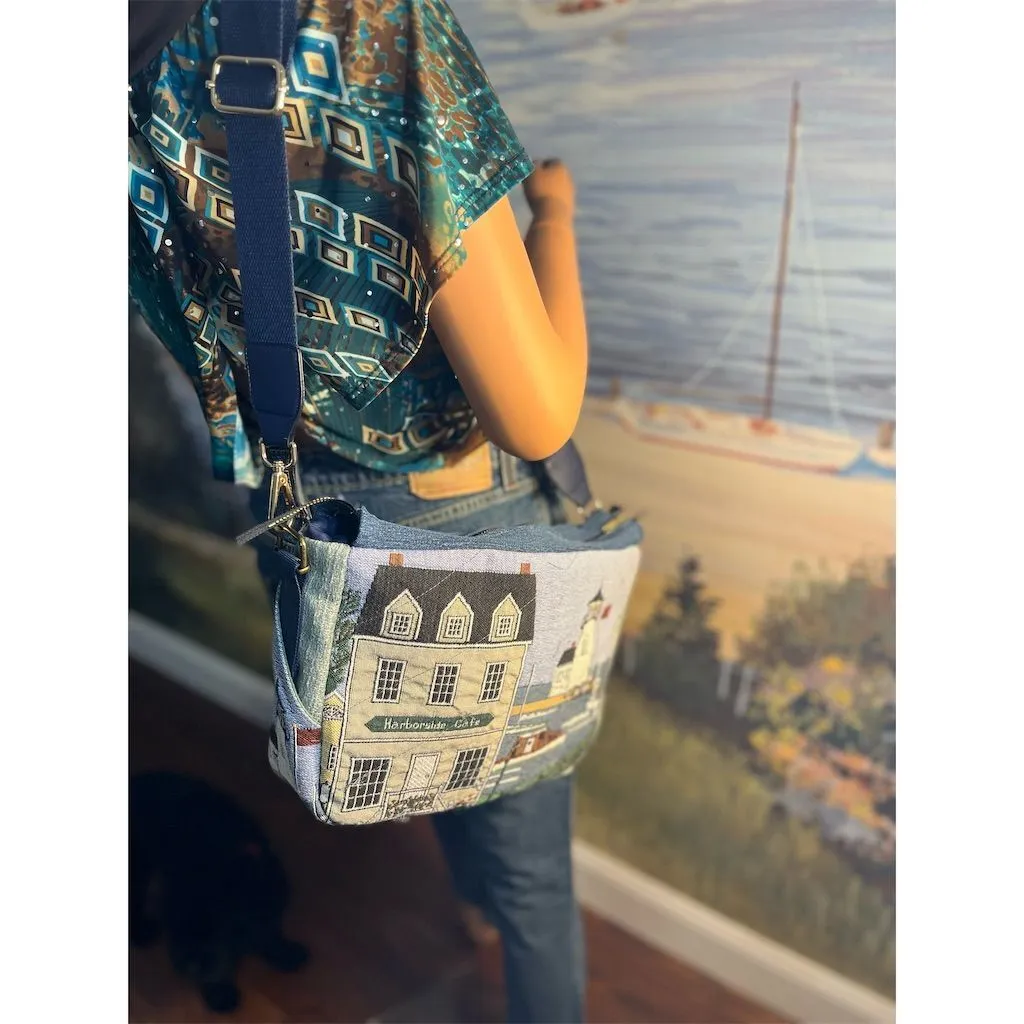 Lidia’s Bags Nautical Coastal Tapestry Crossbody Bag Multicolor Medium (C808-22)