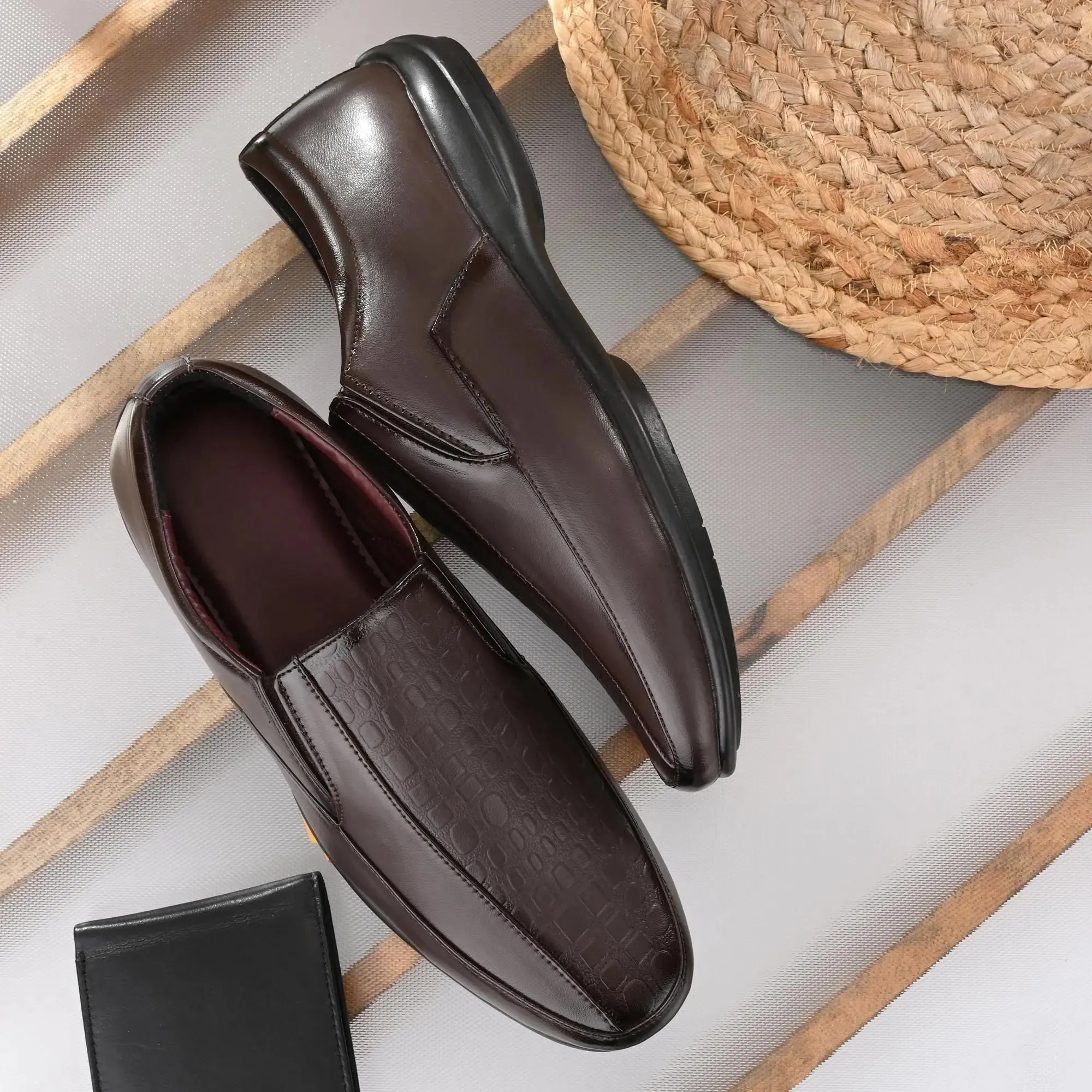 Loafers Brown Formal Synthetic Slip-on Leather Loafer