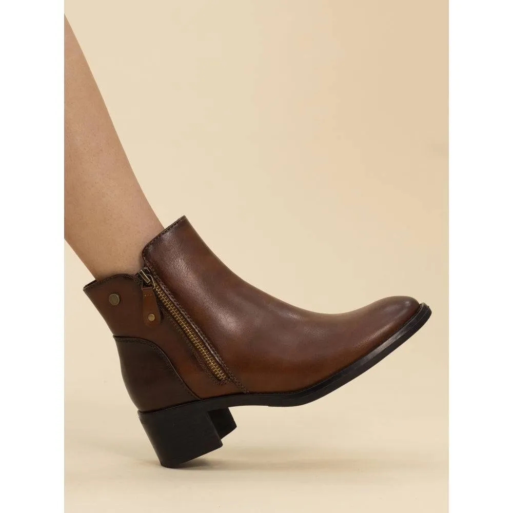 Lunar GLC007 Sabina Ladies Tan Side Zip Ankle Boots