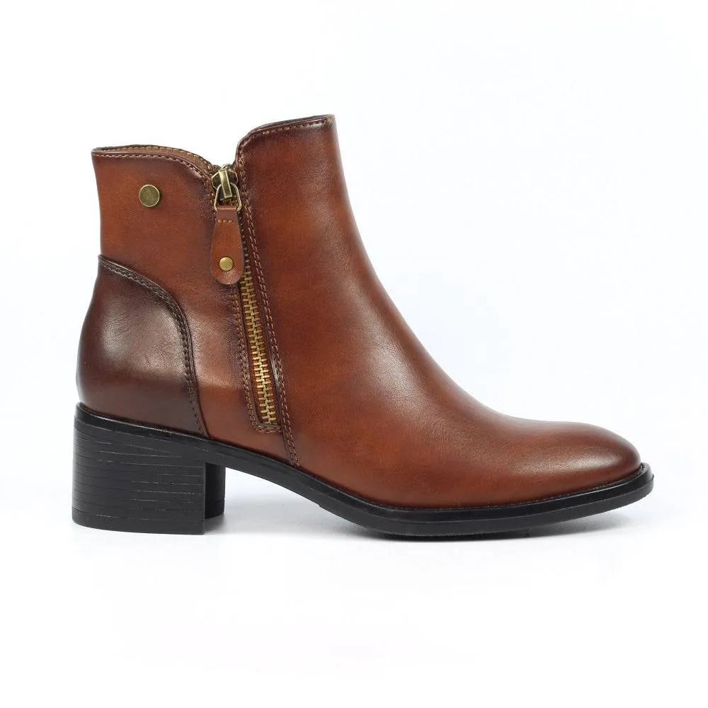 Lunar GLC007 Sabina Ladies Tan Side Zip Ankle Boots