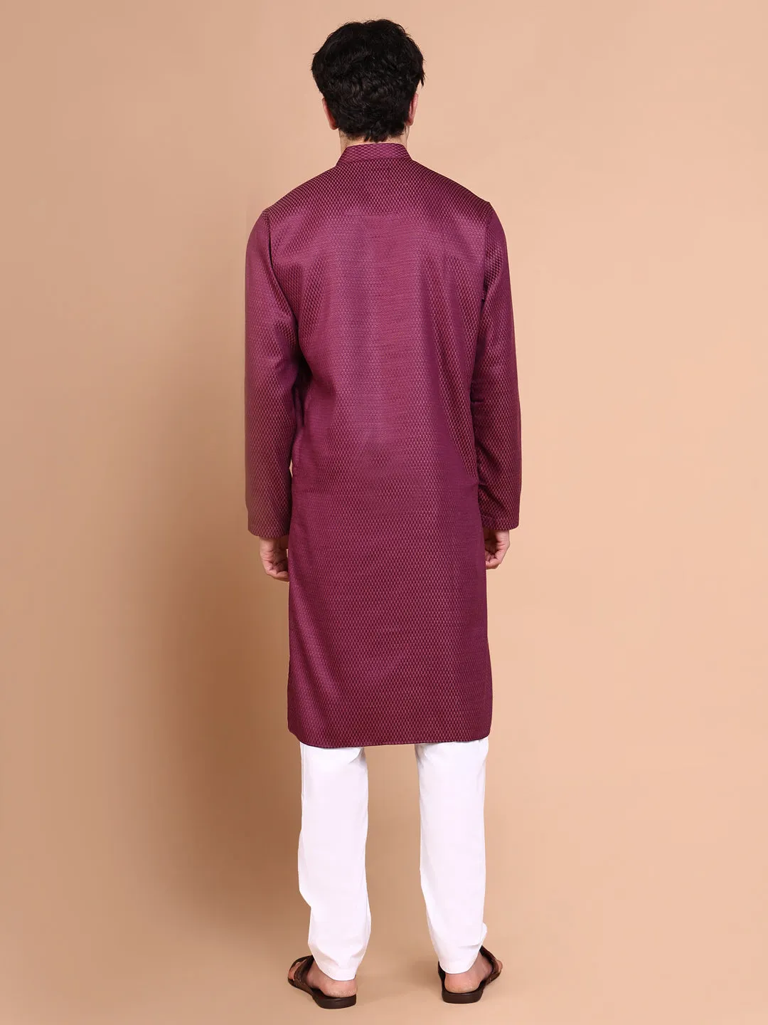 Men Purple Solid Kurta Set