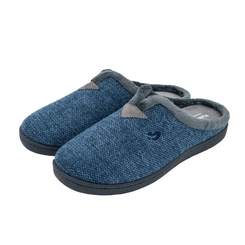 Mens Bedroom Slippers Blue Marino Mule Plumaflex Memory Foam R12017